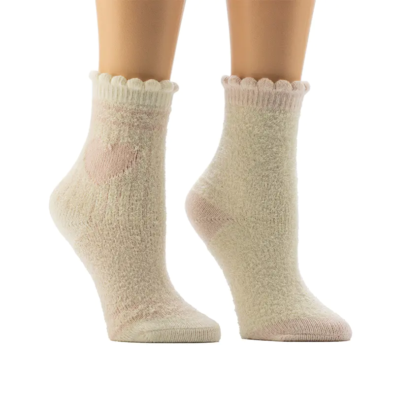 Naisten Scallop Welt Jacquard Cozy Home -sukat